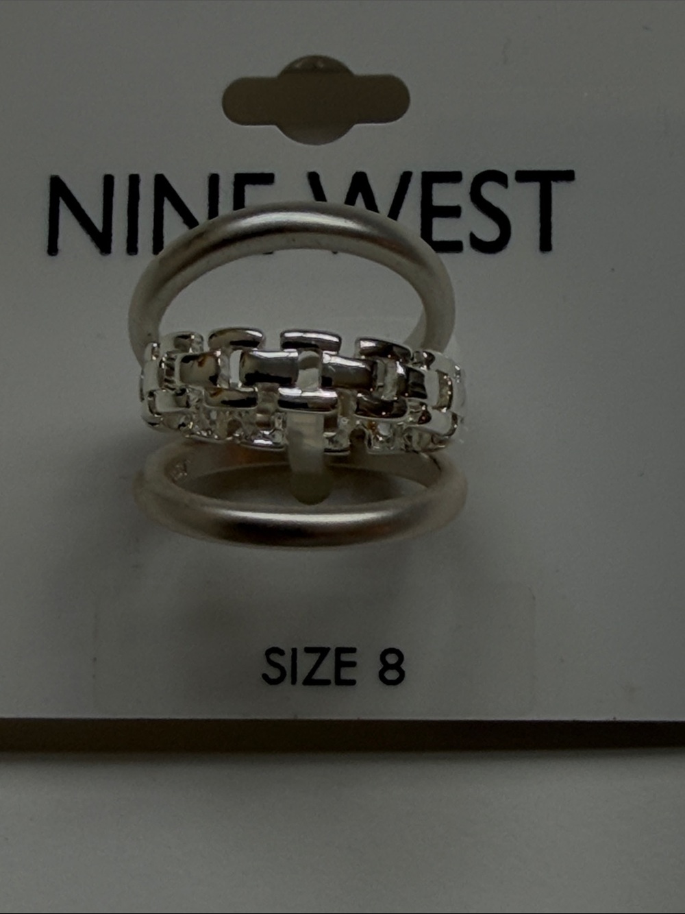 Nine West Silver Chain-Link Stackable Ring Set - Picture 2 of 6